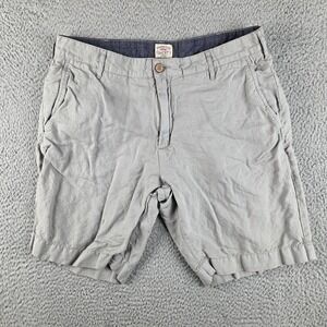 Faherty Linen Malibu Shorts Mens 32 Gray Casual Cotton Blend 9" Chino
